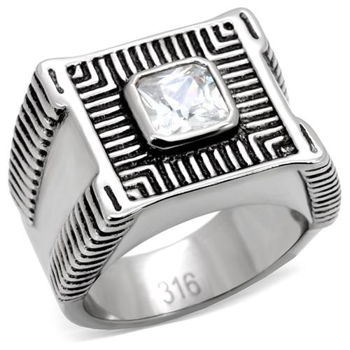 1ct CZ STAINLESS STEEL MENS RING-4 sizes